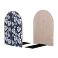 thumbnail image 2 of Lsque White Leaves Printed Wood Bookends,Non-Skid Bookend for Shelves,Heavy Duty Support Bookends,Non-Slip Foam Pads for Office, Home, and Library,1 Pair, 2 of 8