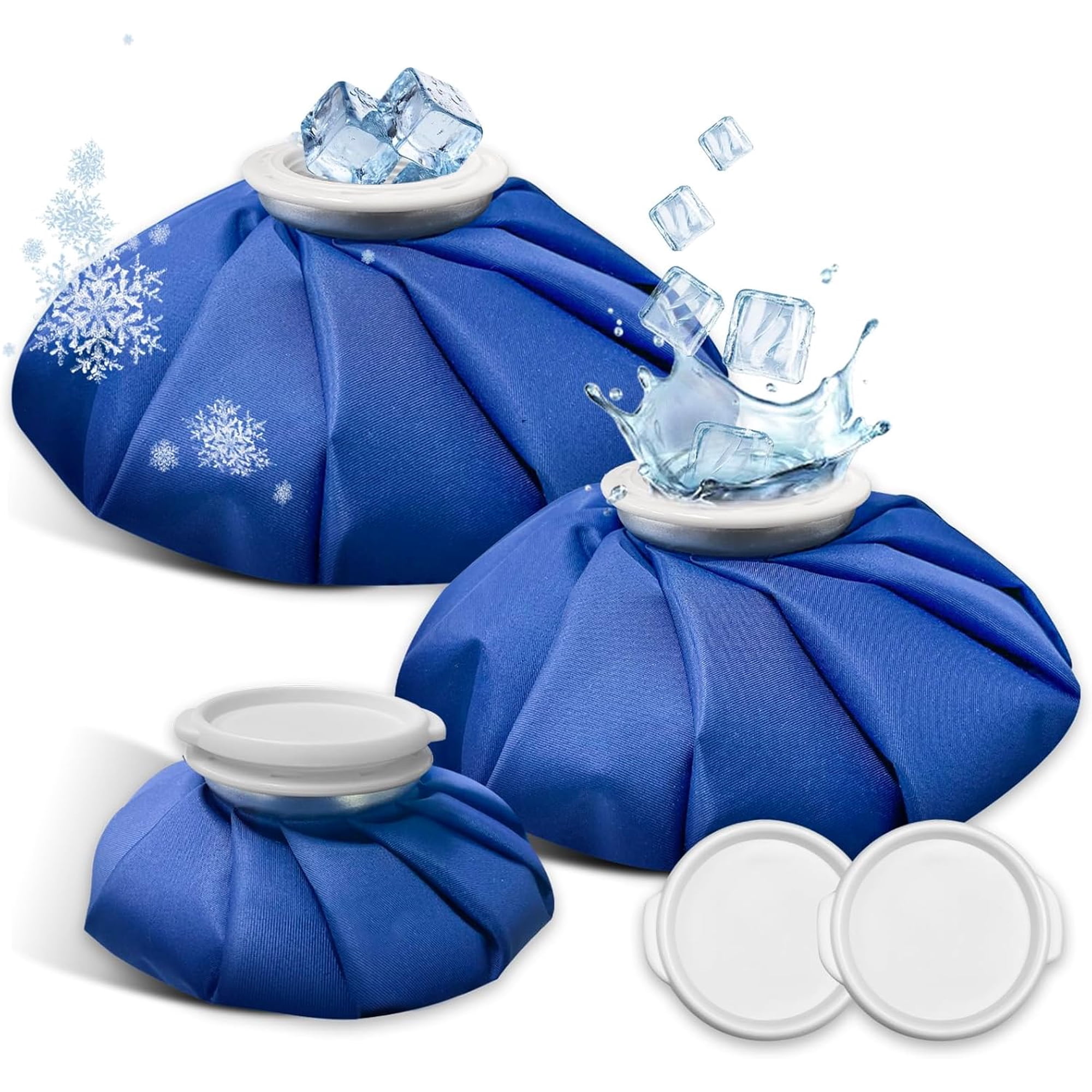 Ice Bags for Injuries, 3rd Gen Reusable Ice Packs, Hot & Cold Therapy Pain Relief, Ice Bag No-Leak & Waterproof, Traditional Ice Pack, Versatile & Durable, Blue (6 in + 9 in + 11 in)