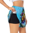 thumbnail image 2 of Bixox Women's Elephant Trunk Couple Flowers pattern 2 in 1 Running Shorts - Lightweight Athletic Workout Gym Yoga Shorts Liner with Pockets -, 2 of 7
