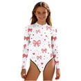 thumbnail image 2 of Girls Long Sleeve One-Piece Swimsuit 2-13 Years, Solid Color Summer Beach Swimwear Multicolor E 9-10 Years, 2 of 7