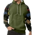 thumbnail image 2 of Men's Pullover Hoodie with Camouflage Print Raglan Sleeves Drawstring Hood and Kangaroo Pocket Casual Style Green L, 2 of 5