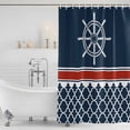 thumbnail image 2 of Navy Blue Coastal Shower Curtain Set - 48" x 72" Washable Bathtub Curtain with 12 Hooks, Nautical Ocean Sea Rudder Abstract Art Waterproof Fabric Stall Shower Curtains for Bathroom/Bathtub Décor, 2 of 6