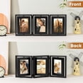thumbnail image 2 of 4x6 Picture Frame, Tabletop Rustic Wood Hinged Folding Triple Picture Frames Collage, Double-Sided Display Rotatable High Definition Glass Photo Frame ,Black, 2 of 8