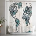 thumbnail image 5 of Vintage Map Shower Curtain Set, Waterproof Shower Curtains for Bathroom, Teal Flowers Color Block Abstract Washable Fabric Cloth Bath Curtain for Bathtub Decoration with Hooks 60x72 Inches, 5 of 9