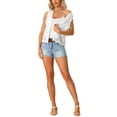thumbnail image 2 of INSPIRE CHIC Women's Floral Crochet Hollow Out Sleeveless Open Front Vest Cardigan M White, 2 of 6