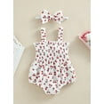 thumbnail image 2 of Wassery Infant  Baby Girls Outfit Sleeveless Sling  Romper Fruit Print Bodysuit  Summer One Piece Clothes with Headband 0-18M, 2 of 9