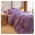 thumbnail image 5 of TiaGOC Fluffy Purple Comforter Cover Set Queen，Plush Purple Bedding Sets Queen 3 Pieces(1 Fluffy Duvet Cover +2 Shaggy Pillowcases) Faux Fur Purple Bed Set, (Purple, Queen), 5 of 9