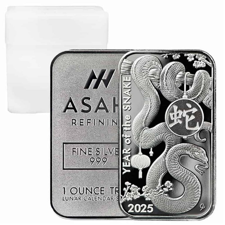 Lot of 10 - 2025 1 oz Asahi Lunar Snake Silver Bar .999 Fine