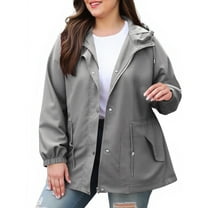 Plus Size Rain Jacket Women Lined Hooded Lightweight Raincoat Active Outdoor Waterproof Windbreaker