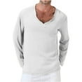 thumbnail image 3 of TIHLMK Long Sleeve Tee Shirts for Men Deals Clearance Men's Fashion Tops Vintage Solid Color V-Neck Loose Casual Shirts, 3 of 3