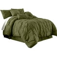 thumbnail image 6 of Chezmoi Collection Sydney 7-Piece Pinch Pleat Comforter Set, Lightweight Pintuck Bedding for All Season, Queen, Olive, 6 of 7