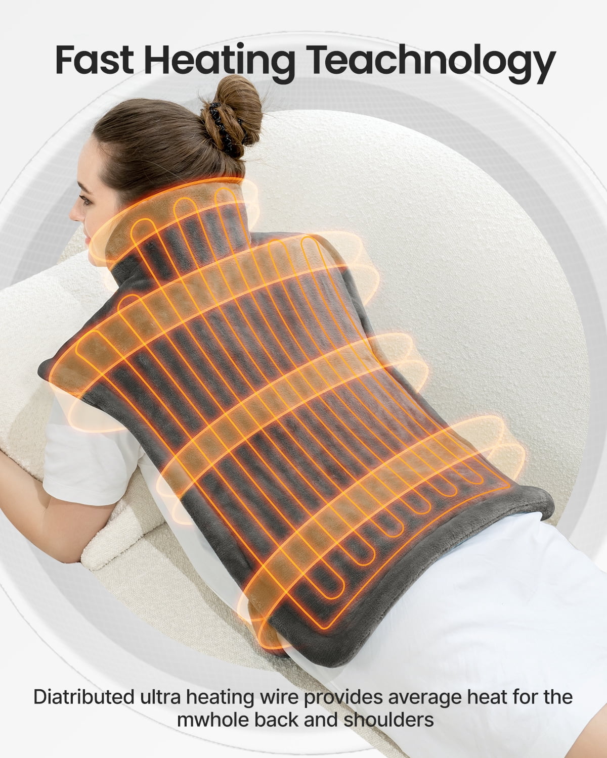 RENPHO 24"x33" Electric Heating Pad for Neck Shoulder and Back, FSA Eligible, Heat Pad for Pain Relief, Fast Heating Hot Therapy 6 Heat Settings, ETL Certified, Gifts for Women Men - Grey