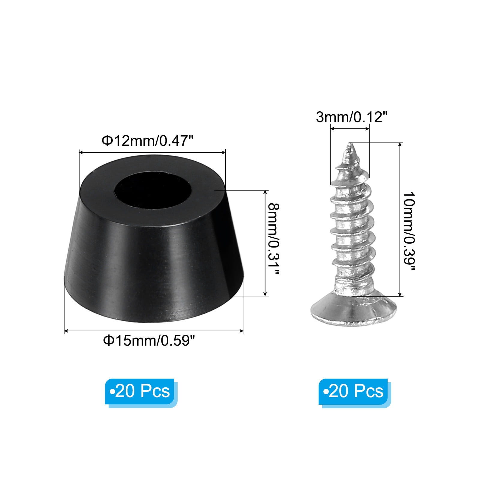 Unique Bargains Rubber Feet Non Slip Pads with Stainless Steel Washer 0.59"x0.31"