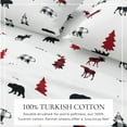 thumbnail image 2 of Great Bay Home Lodge Flannel Sheet Set - 100% Turkish Cotton - Double Brushed - King, Checkered Moose, 2 of 6