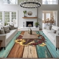 thumbnail image 3 of Large Area Rugs for Living Room Bedroom, Country Star Vintage 5'x8' Rug Carpet Runner Indoor Outdoor, Sunflower Farmhouse Teal Brown Western Berry Non Slip Floor Mats Rug for Kitchen, Bathroom, 3 of 8