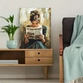 thumbnail image 5 of Woman Reading Newspaper Decorative Painting/Canvas Art， Suitable for Living Room，Woman with Bun Hairstyle Art， Newspaper Reader Artwork， Impressionist Style Painting， Modern Home Decor Canvas Art, 5 of 8