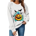thumbnail image 2 of SBYOJLPB Women's Long-Sleeved Tops Round Neck Halloween Print Holiday Top, 2 of 6