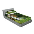 thumbnail image 2 of Ambesonne Landscape Fitted Sheet & Pillow Sham Set, Twin Waterfalls Hawai, Twinxl, Green, 2 of 2