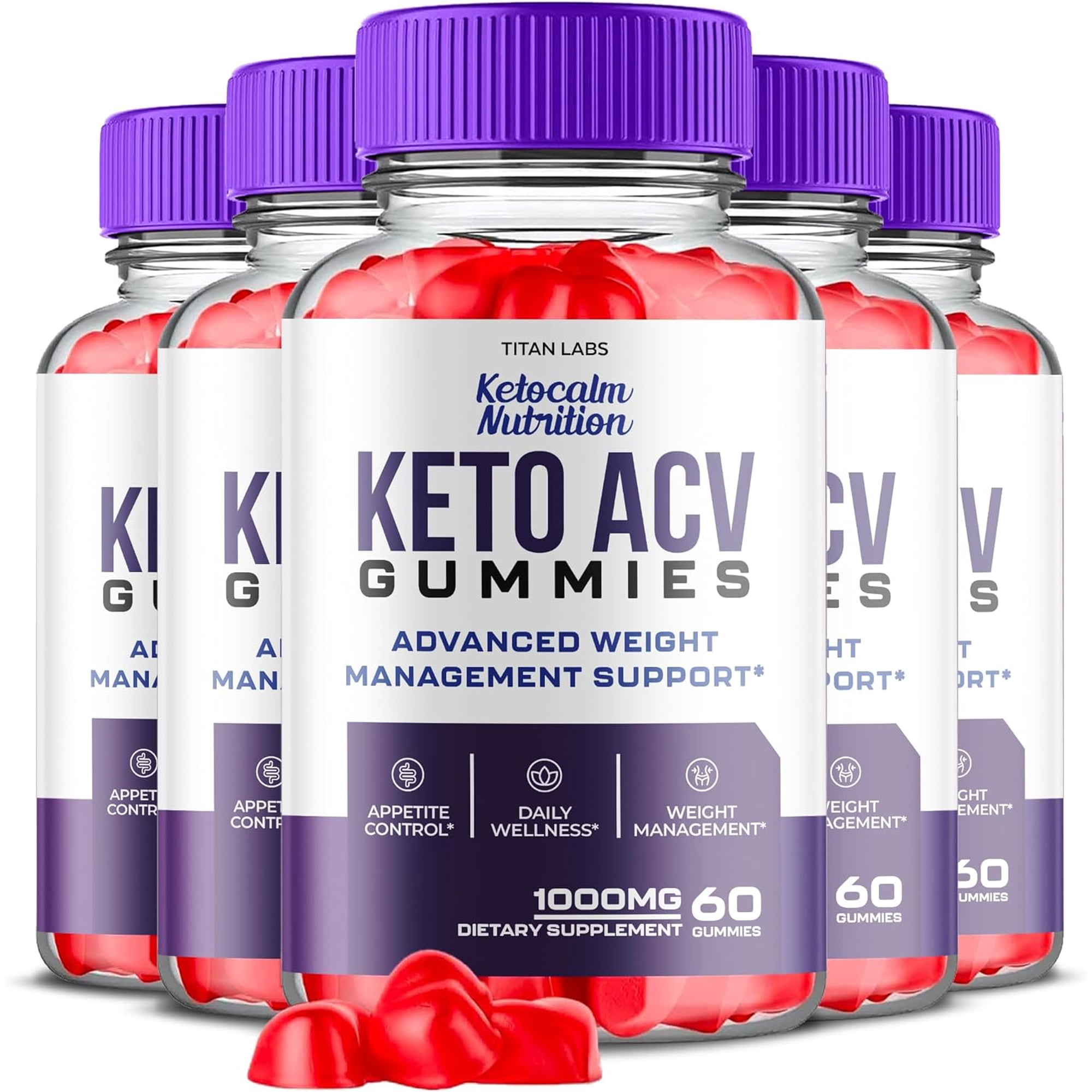 (5 Pack) Ketocalm Nutrition Keto ACV Gummies - Apple Cider Vinegar Supplement for Weight Loss - Energy & Focus Boosting Dietary Supplements for Weight Management & Metabolism - Fat Burn - 300 Gummies