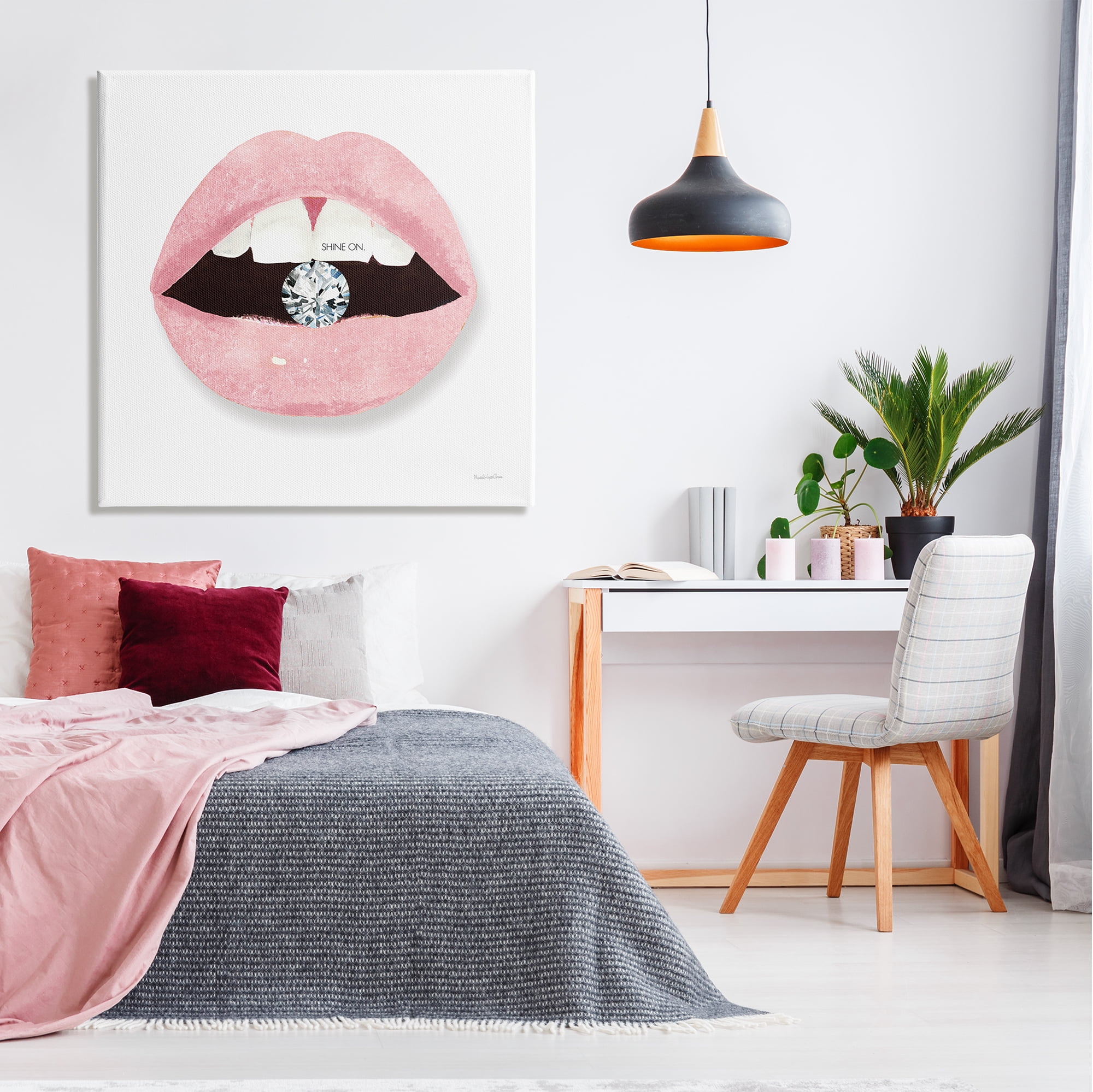 Stupell Industries Shine On Glam Lips Biting Shimmering Diamond Graphic Art Gallery Wrapped Canvas Print Wall Art, Design by Mercedes Lopez Charro