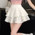thumbnail image 4 of Ruffled Pleated Skirt Women Summer High-Waisted Slimming A-Line Cake Short Skirt, 4 of 11