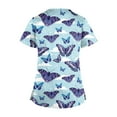 thumbnail image 3 of ADSSDQ Scrubs for Women Scrub Tops Women Summer Hawaiian Print Short Sleeve Medical Scrub Shirts with Pocket Stretchy V Neck Holiday Workwear Sky Blue M, 3 of 3