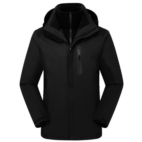 RYRJJ Women's 3 in 1 Winter Windbreaker Ski Jacket Warm Fleece Liner Jacket Waterproof Windproof Snow Coat & Detachable Hood(Black,S)