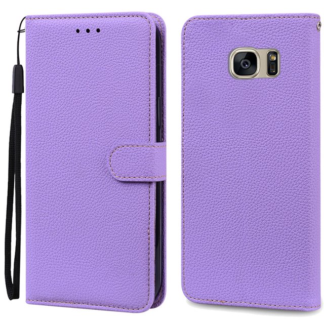 S7Edge Case For Samsung Galaxy S7 Case Leather Wallet On For Samsung S7 Edge Case Soft Flip Cover For Samsung S7 S 7 Edge Fundas Light Purple For Samsung S7 Edge