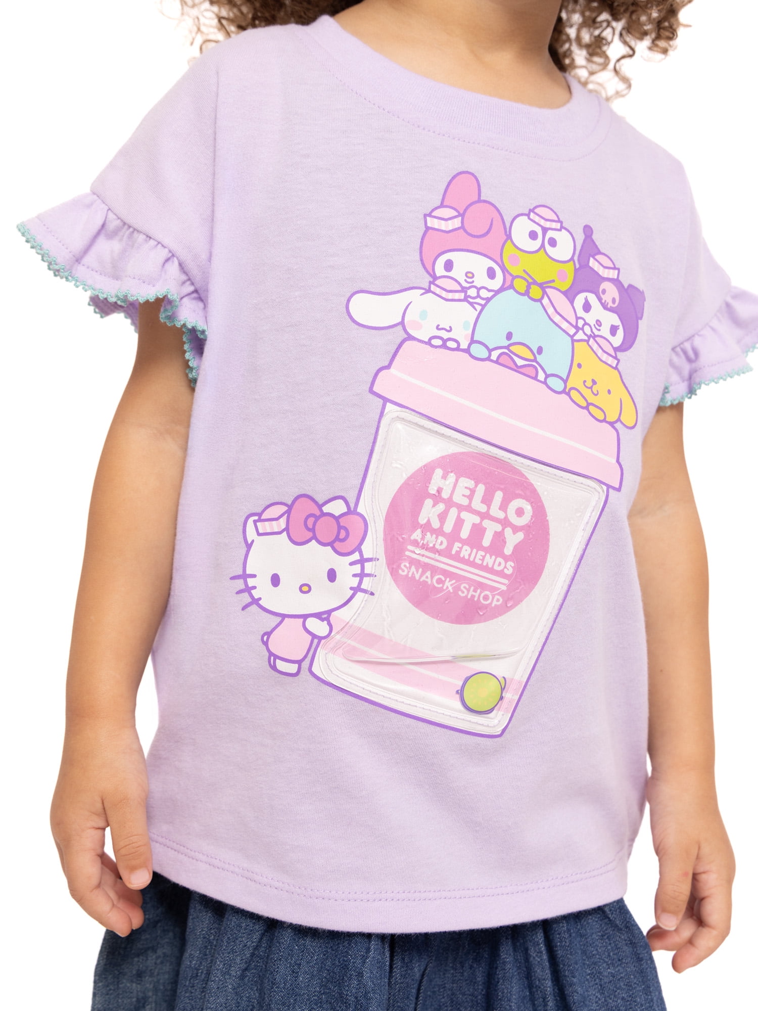 Hello Kitty and Friends Toddler Girls Ruffle Graphic Tee with Short Sleeves, Sizes 12M-5T