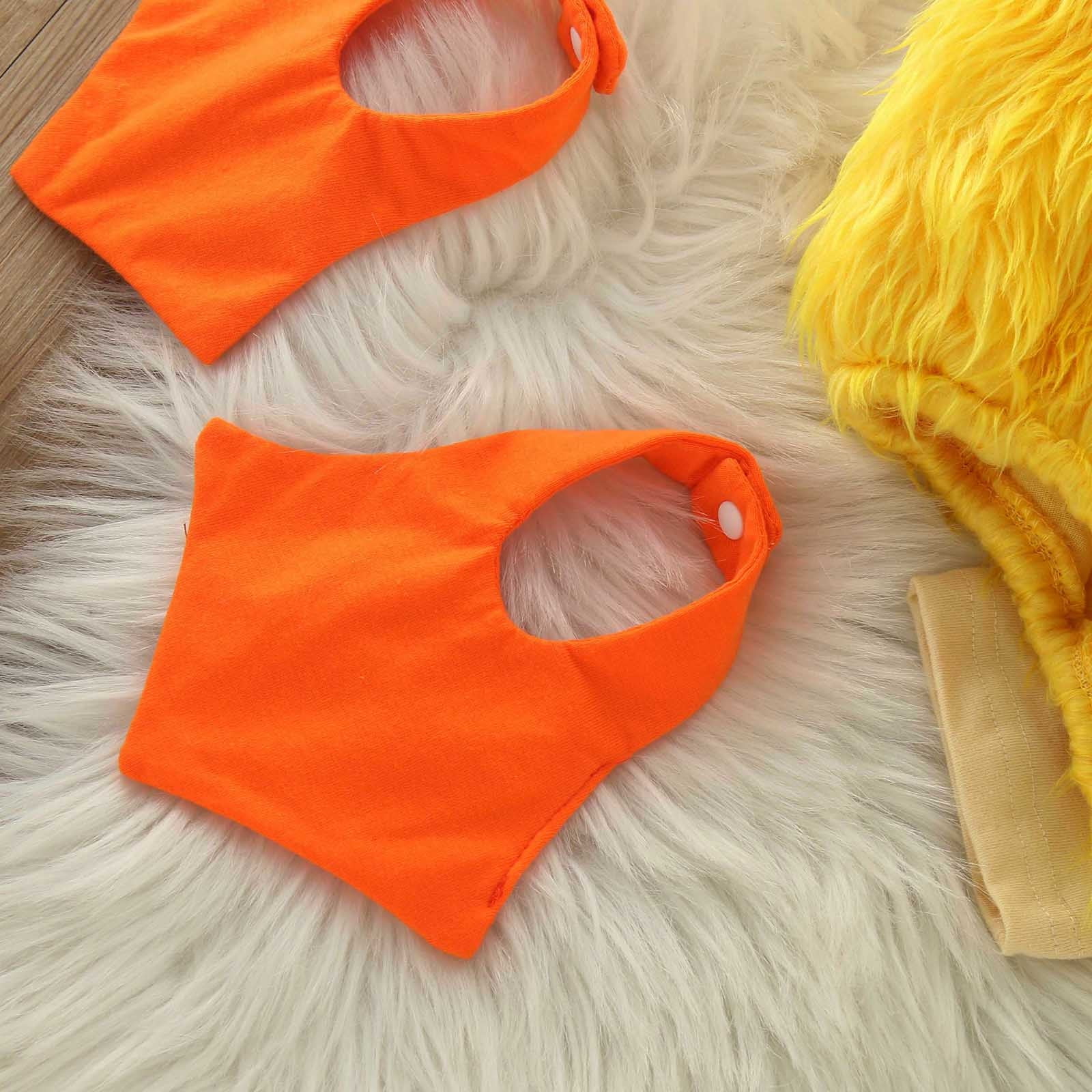 Mepaouo Toddler Chicken Cosplay Outfit Clothes Baby Boy Girl Halloween Pumpkin Romper Bodysuit Dress up Set 3-6M