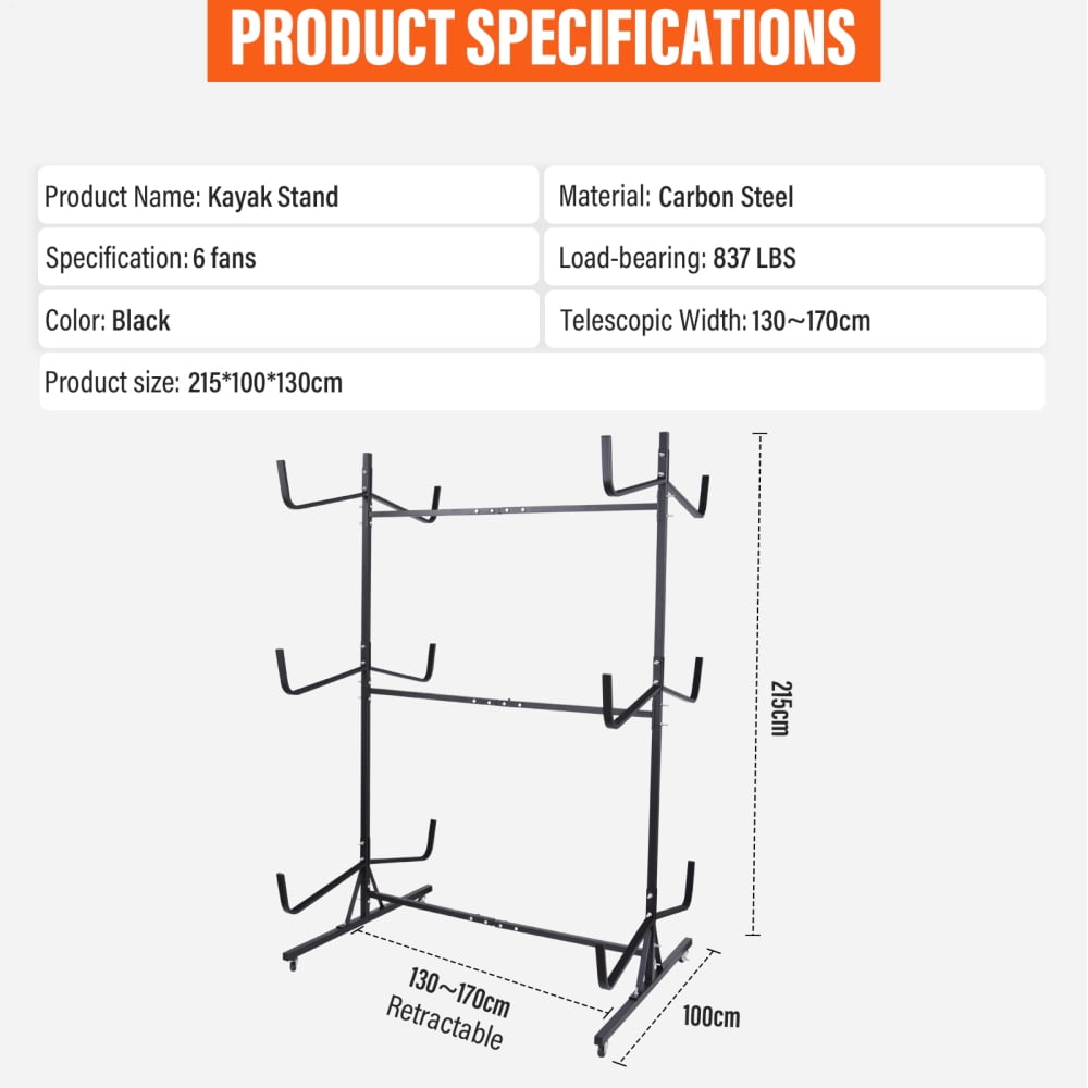 Flroha Kayak Rack for Garage Paddle Board Floor Stand Indoor Outdoor Adjustable Width Canoe Rack Hanger for Surfboard Boat Dock Garage Shed Storage