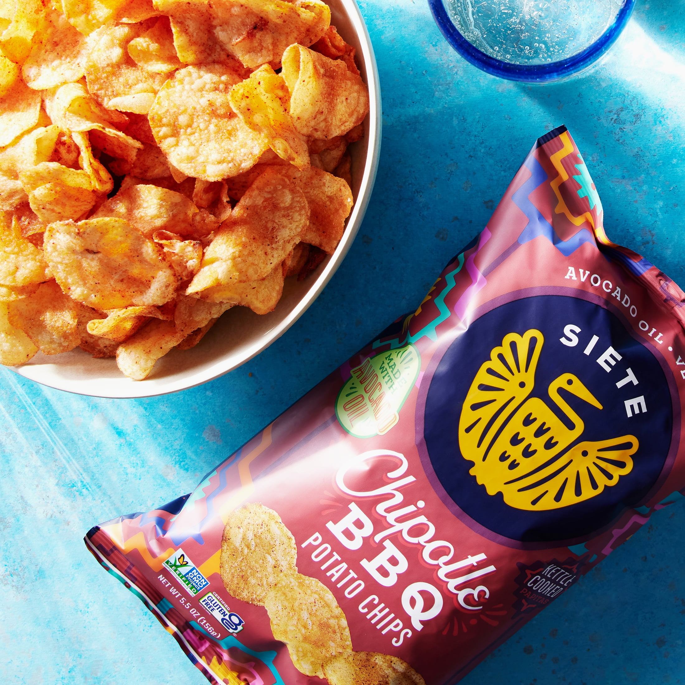 (3 pack) Siete Family Foods Kettle Cooked Potato Chips Chipotle Barbeque, 5.5 oz