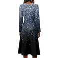 thumbnail image 4 of Womens Fall Casual Maxi Dresses Elastic Waist Wrap Crossover V Neck a Line Dress High Waist A-Line Swing Sundress, 4 of 5