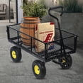 thumbnail image 6 of TidBay 880lbs Capacity Garden Cart, Heavy Duty Mesh Metal Utility Wagon with Flat-Free Tires, Removable Sides, Flexible Handle Yard Cart (Yellow), 6 of 6