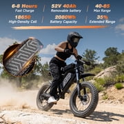 HiKeep 20 Fat Tire Electric Bike for Adults, 1500W Motor 3000W Peak, 52V 40Ah Removable Battery, UL2849 Certified Ebike, Full Suspension