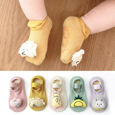 

Yesbay 2 Pair Toddler Socks Anti-skid Design Comfortable Soft Infant Cotton Ankle Socks Baby Supplies