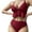 Red, variant on New casual, sunny, sexy solid color ruffle edge split top bikini women's swimsuit top and bottom