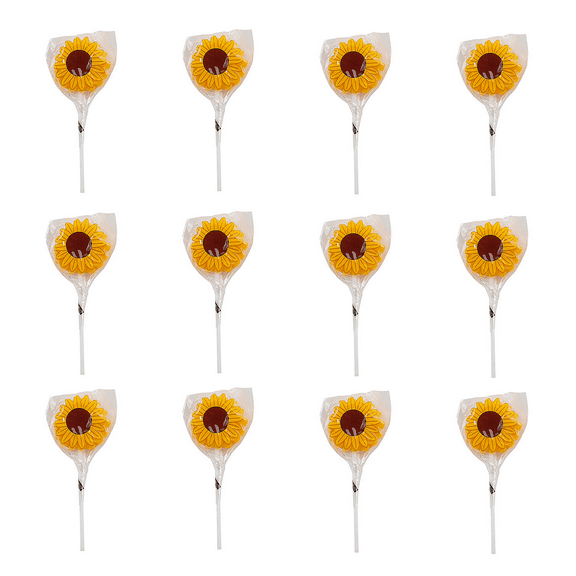 Sunflower-Shaped Lemon Lollipops – 12 Ct., Individually Wrapped, 7 oz.