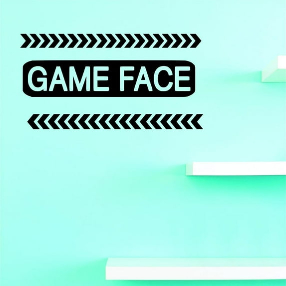 Custom Decals Game Face Wall Art Size: 10 X 20 Inches Color: Black
