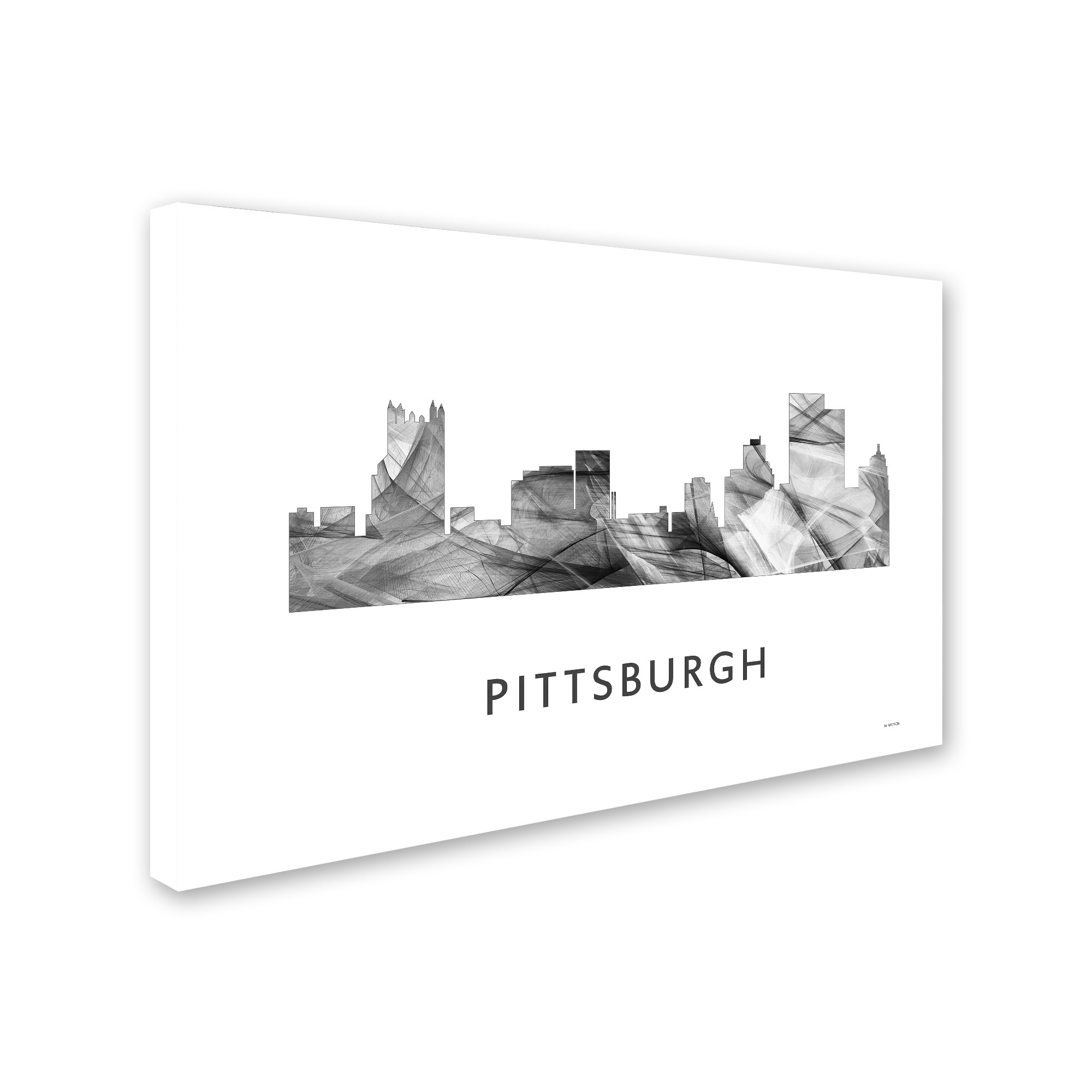 Trademark Fine Art 'Pittsburgh Pennsylvania Skyline WB-BW' Canvas Art by Marlene Watson
