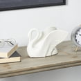 thumbnail image 2 of 11" x 8" White Ceramic Swan Sculpture with Textured Grooves, by DecMode, 2 of 10