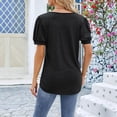 thumbnail image 4 of Blusas Tipo Túnica para Mujer, Informales, con Cuello en V, Corta, Blusas de Verano con Mangas Abullonadas y Volantes. Negro XL, 4 of 9