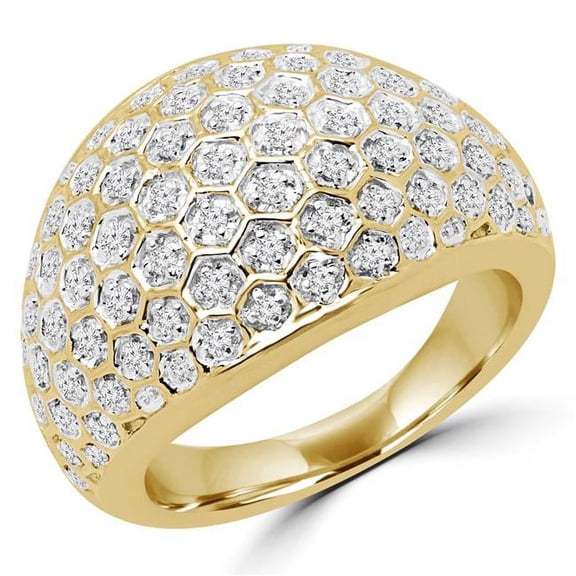 MDR170046-8.25 0.5 CTW Round Diamond Pave Cocktail Ring in 14K Yellow Gold - 8.25