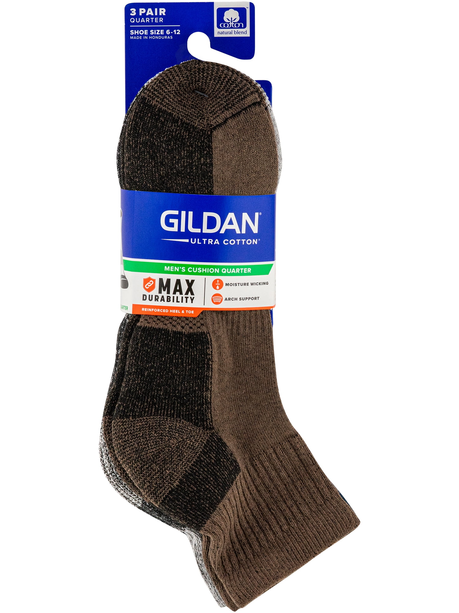Gildan Men's Ultra Cotton Quarter Socks Assorted, 3 Pack