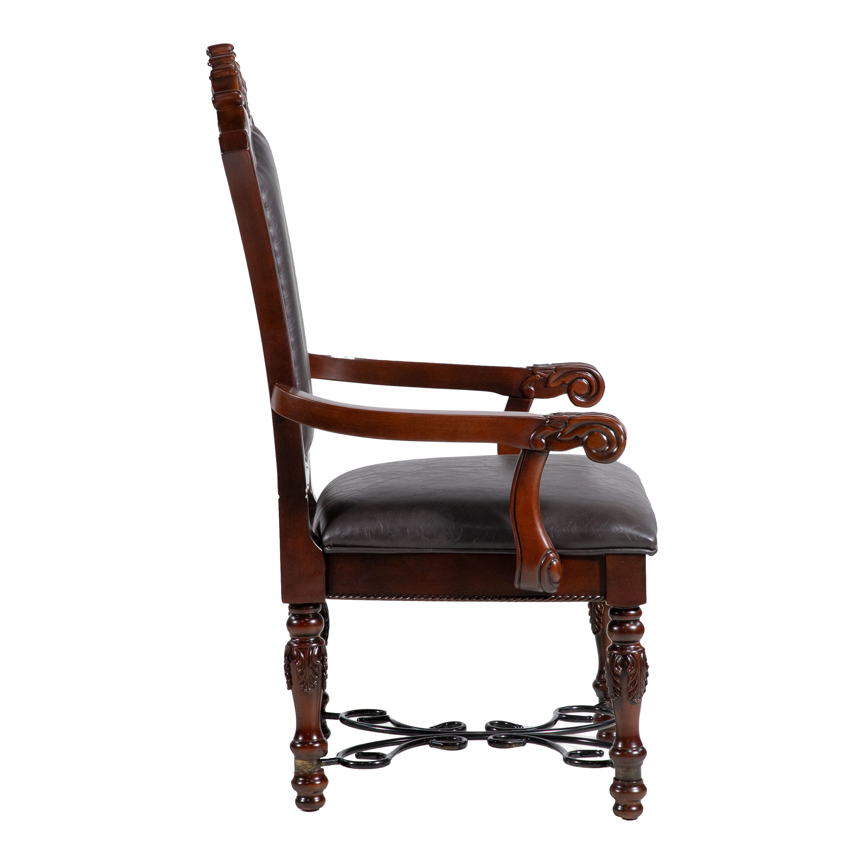 Furniture of America Cato Padded Faux Leather Indoor Armchairs, Brown Cherry (Set of 2)