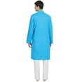 thumbnail image 2 of SKAVIJ Kurta Pajama Set for Men Embroidered Cotton Traditional Dress Turquoise L, 2 of 6
