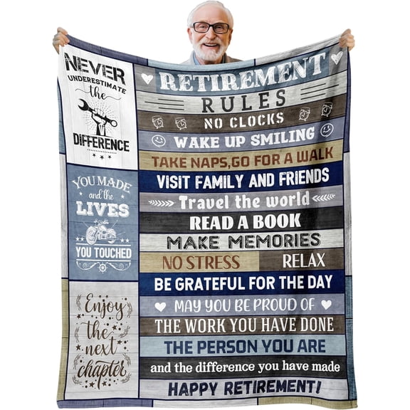Retirement Gifts for Men, Best Retirement Gift Ideas, Retired Gifts, Funny Retirement Gifts for Male, Happy Mens Retirement Gifts for Coworker, Gifts for Retirement Blanket 60"x50"