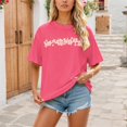 thumbnail image 2 of Lkhaha Womens Fashion Tees Tops Printed Loose Casual Short Sleeve Round Neck oft Breathable Y2K Clothes 2026 Hot Pink M, 2 of 5