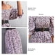 thumbnail image 5 of Vestido fruncido con estampado de puntos, cuello cuadrado, manga abullonada, vestido fruncido con cuello cuadrado, vestido fruncido de línea A, confiabilidad excepcional, 5 of 6