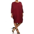 thumbnail image 2 of MOA COLLECTION Women's Plus Size Solid Loose Fit 3/4 Dolman Sleeve Casual Midi Dress, 2 of 5